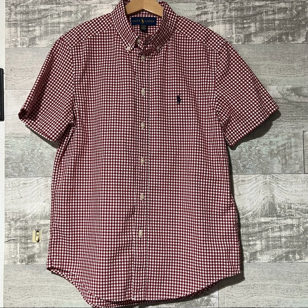 Ralph Lauren Button Down Red Polo Shirt Boys Youth Large 14 16